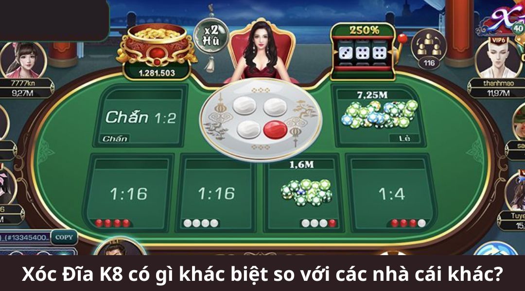 Xóc Đĩa K8 có gì khác biệt so với các nhà cái khác?